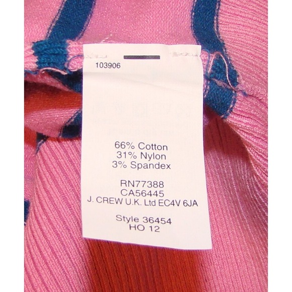 NEW J. Crew Womens Size XS Pink Green Striped 3/4 Sleeve Top Sweater A123 - Picture 6 of 7